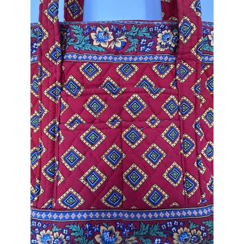 Vera Bradley Betsy Purse Tote Villa Red Pattern Retired Shoulder Bag Vintage - Picture 16 of 16